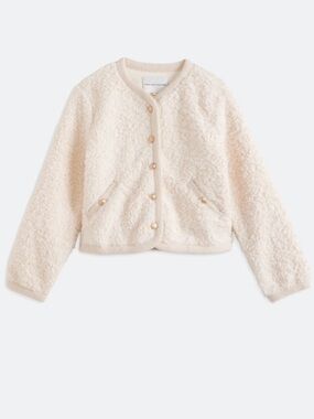 English Factory Bouclé Cardigan Jacket in Cream
